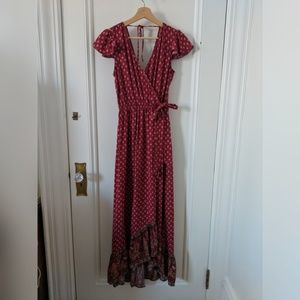 Xhileration Red Maxi Wrap Dress